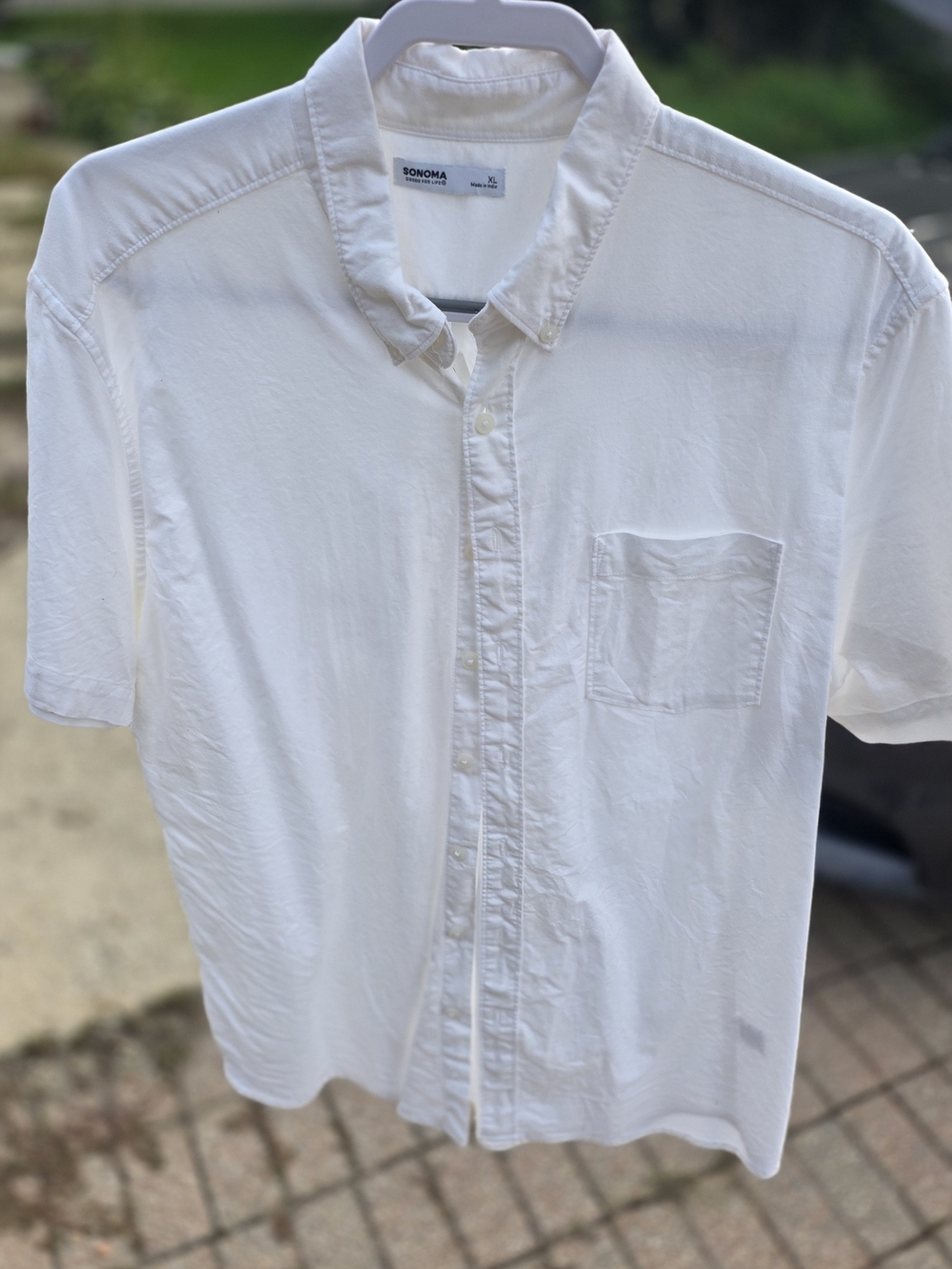 Sonoma White Short-Sleeve Button-Down Pocket Shirt